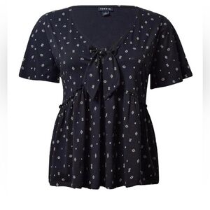 Torrid Vintage Cotton Jersey V-Neck Relaxed Tie‎ Front Top blouse shirt size 1X